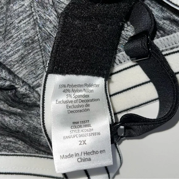 Secret Treasures Gray Sports Bra with Striped Band Sz 2X - Picture 4 of 4